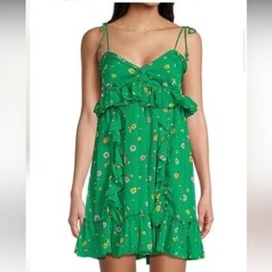 New Clover green floral mini dress